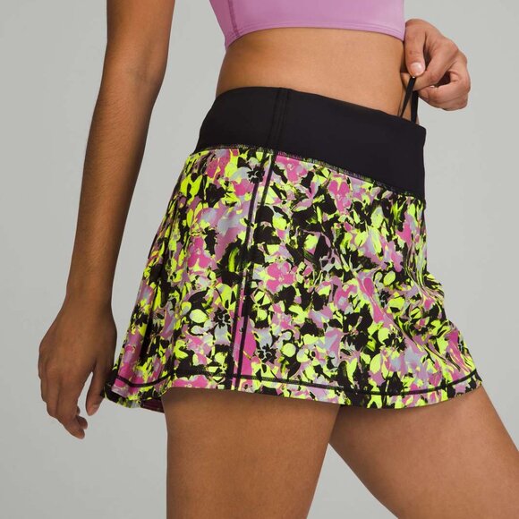 Lululemon Pace Rival Mid-Rise Skirt Inflected Highlight Yellow Multi Size 14 - Picture 1 of 13